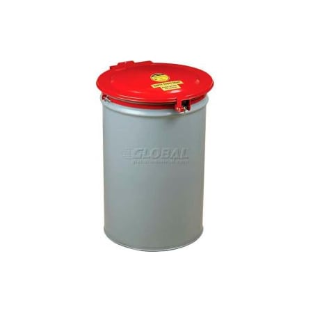 Justrite Drum Cover With Vent and Gasket for 55 Gallon Drum, Self-Latching, Steel, Red - 26753 26753